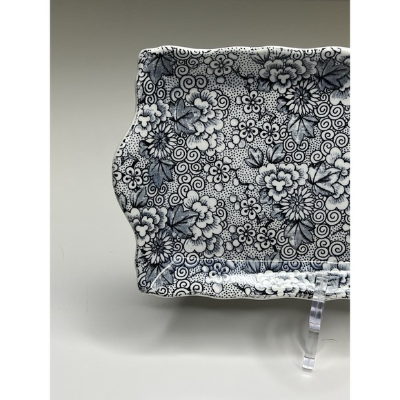 James Kent Staffordshire England Vanity Sandwich Tray Blue Chintz Transferware - Picture 4 of 11